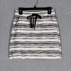 LOFT Jersey Tweed Skirt Small Black‎ Cream Pockets Academia Comfort Old Money